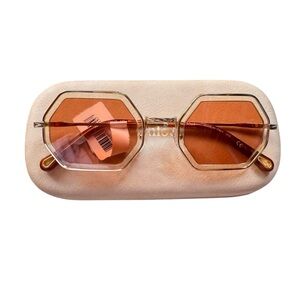 Chloe Hexagonal Sunglasses in Gold and Orange